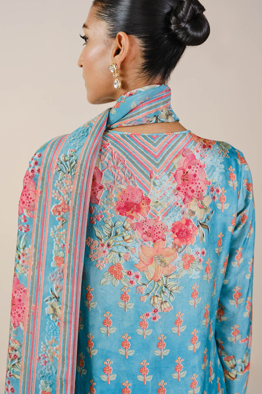 Nyneve Printed Mul Suit Set - Aqua, Aqua, image 5